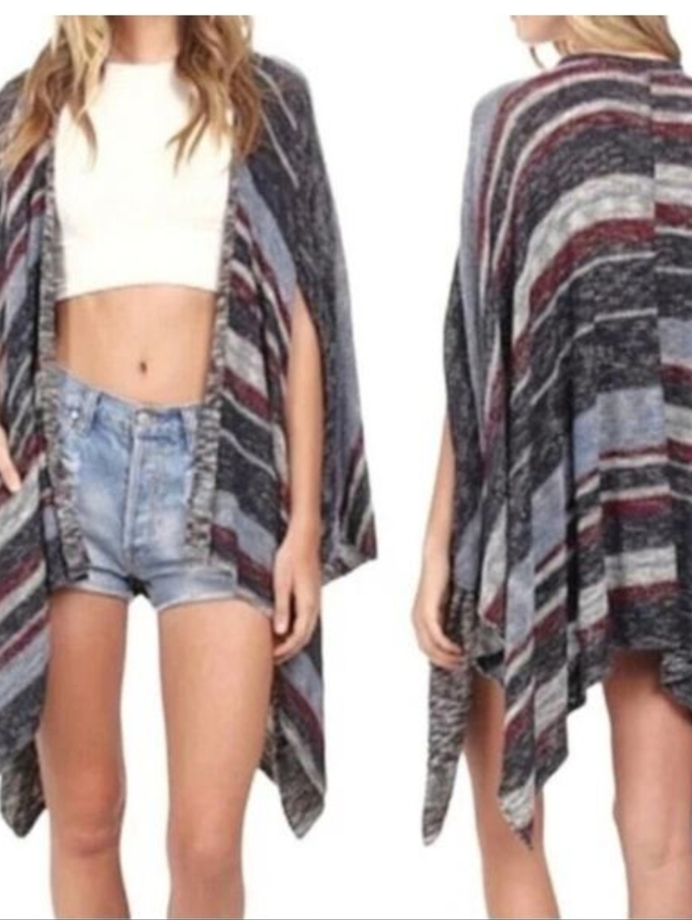Free People Big Trail Poncho Cardigan Lagenlook Boho
